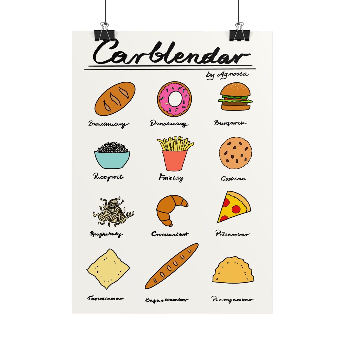 Poster – Funny Carblendar for Carb Lovers