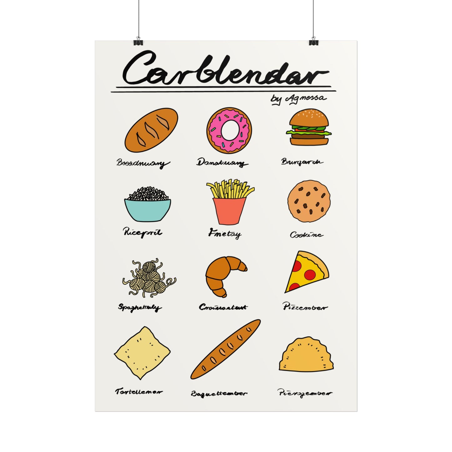 Poster – Funny Carblendar for Carb Lovers