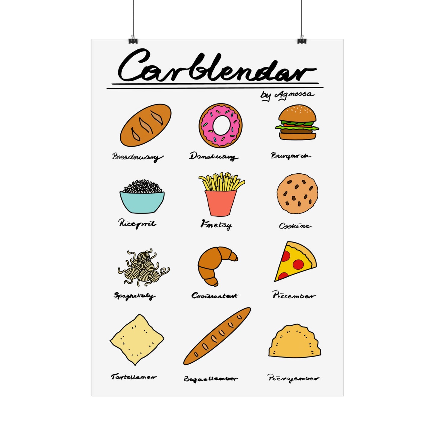 Poster – Funny Carblendar for Carb Lovers