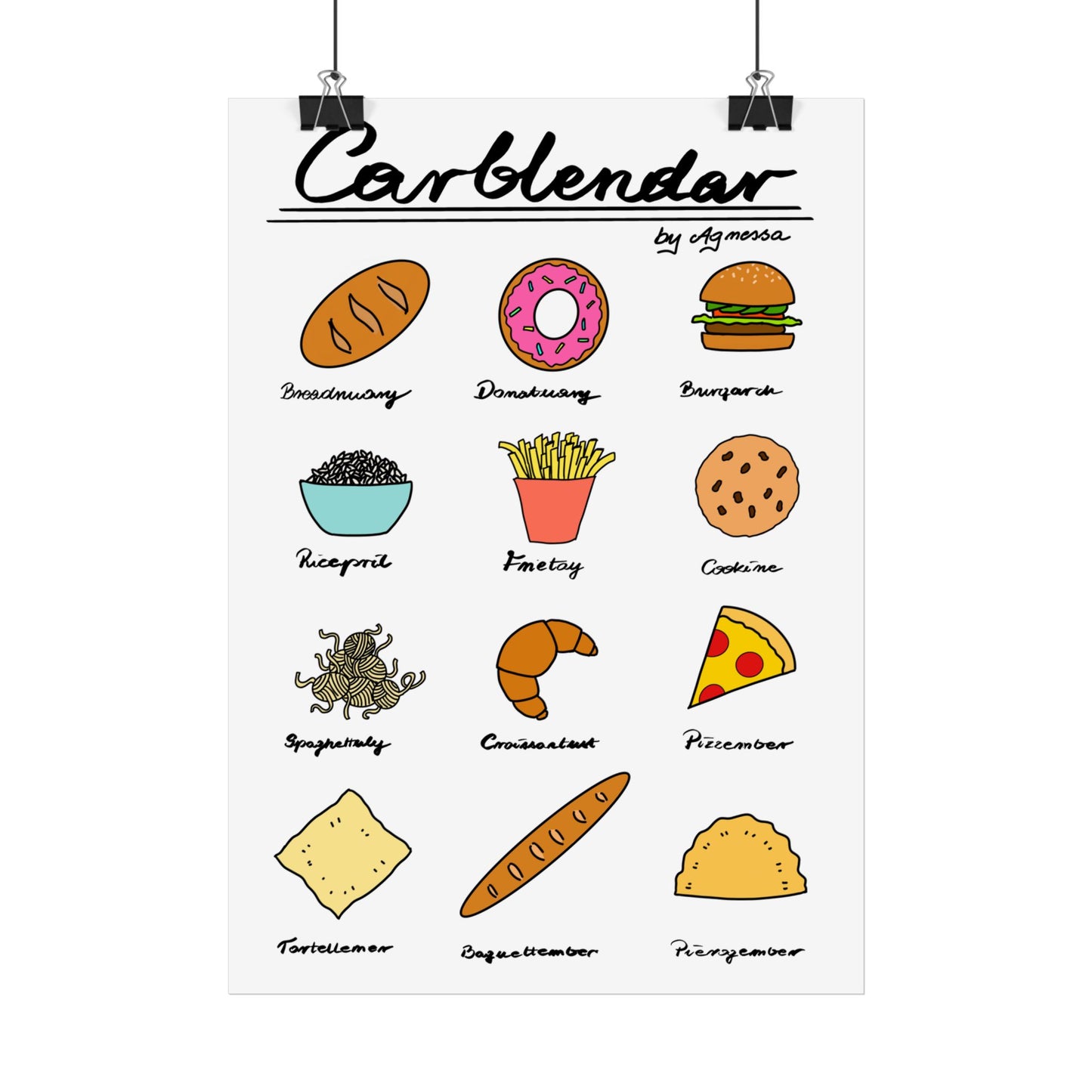 Poster – Funny Carblendar for Carb Lovers