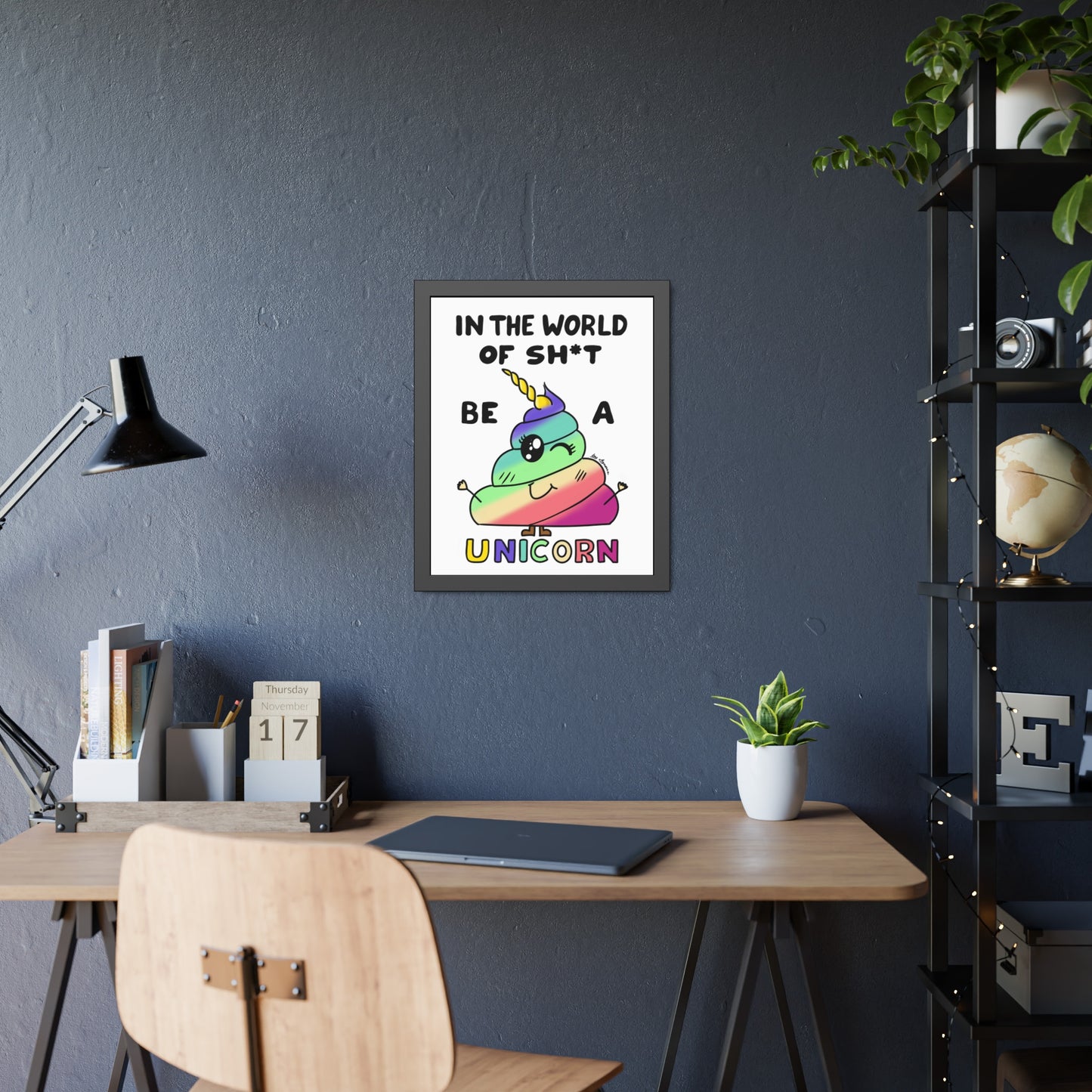 Funny Unicorn Poop Framed Poster
