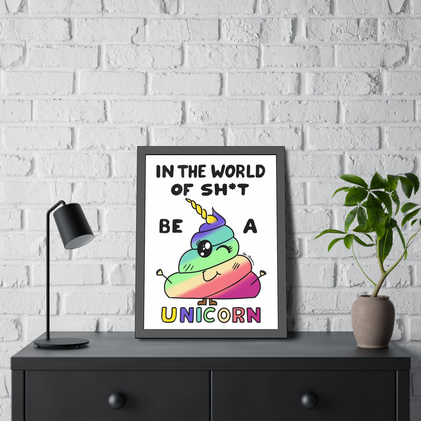 Funny Unicorn Poop Framed Poster