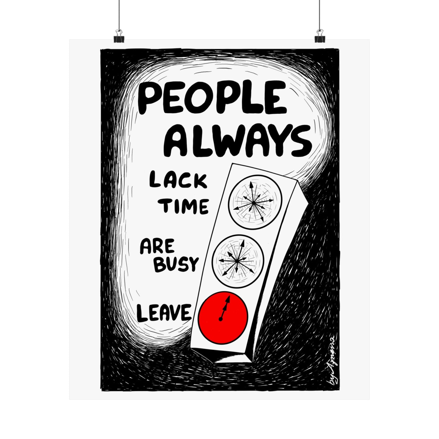 Matte Vertical Poster — "People Always" Original Art Poster (No AI)