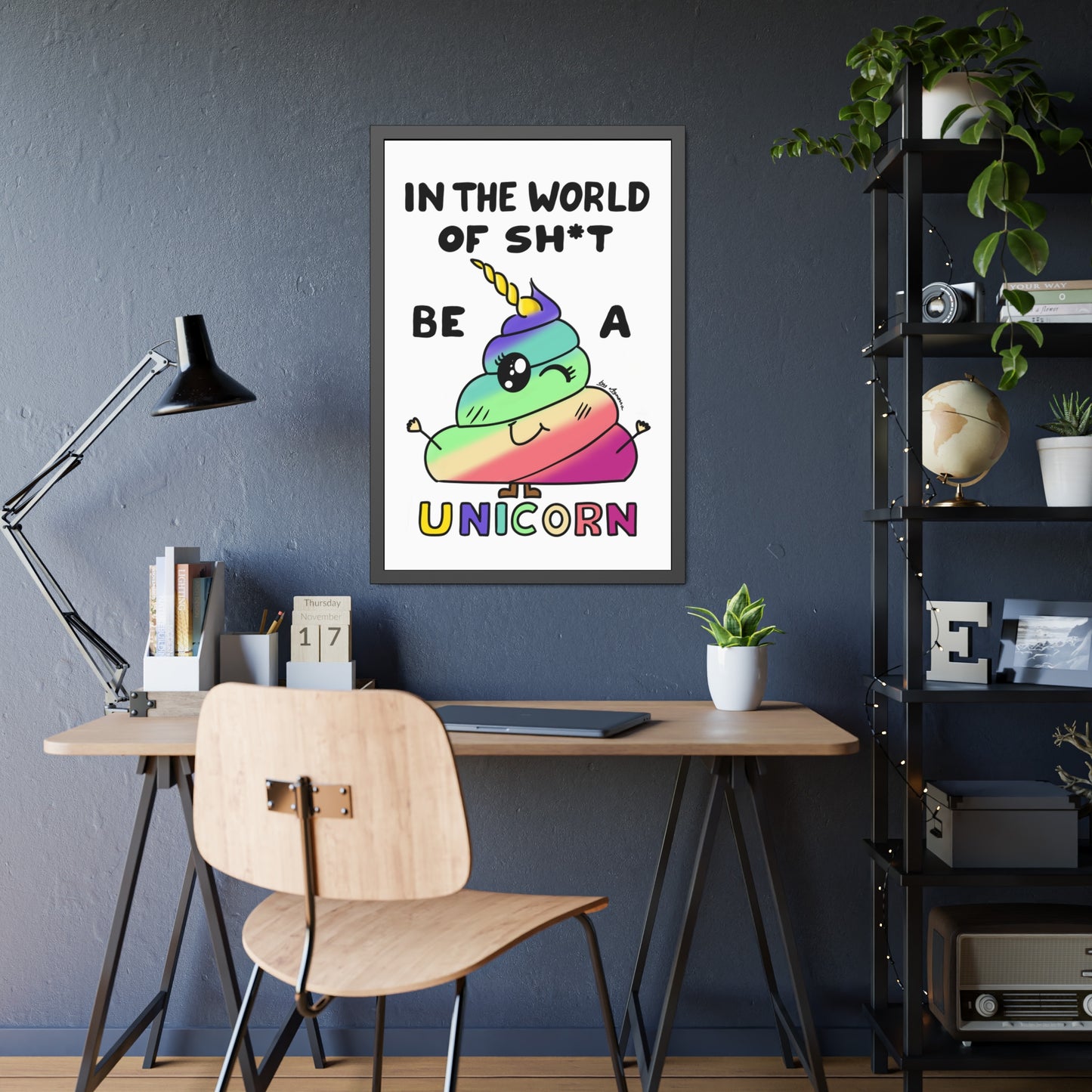 Funny Unicorn Poop Framed Poster