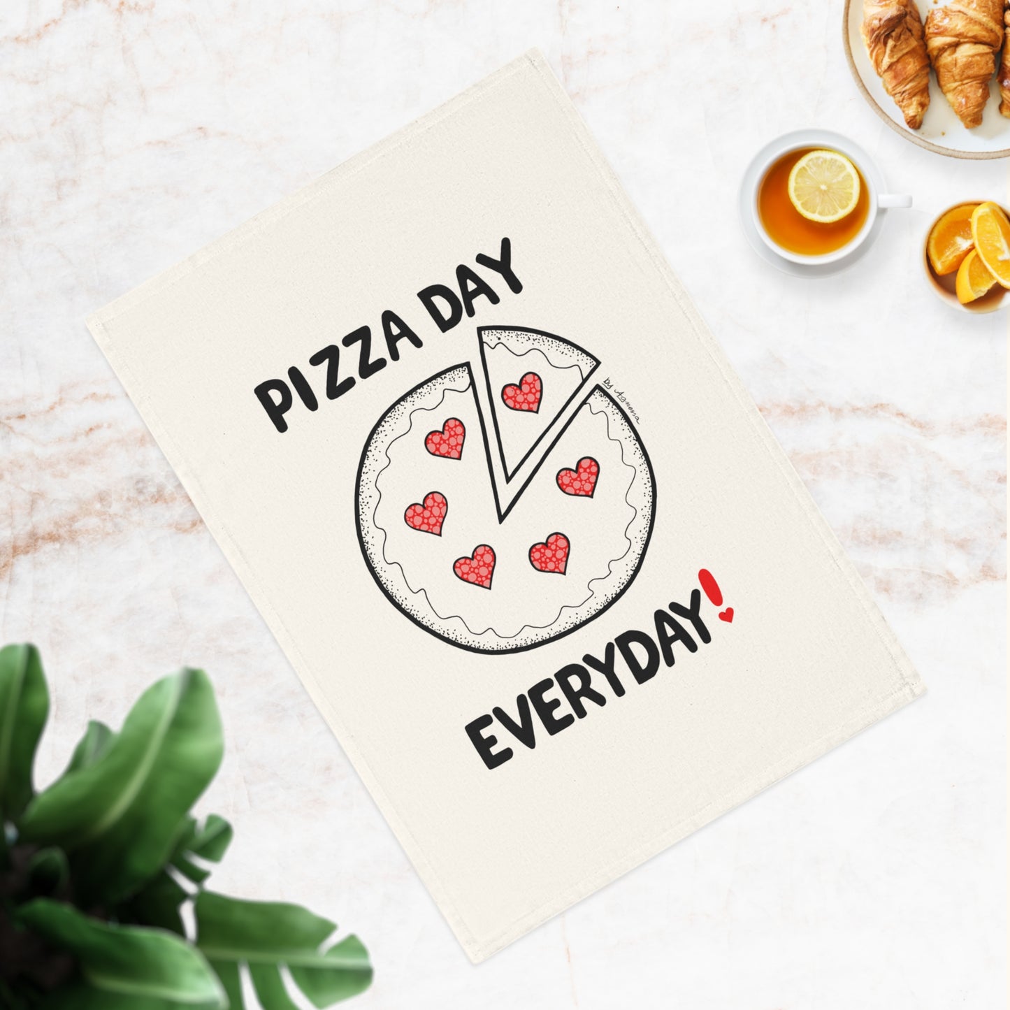 Pizza Day Everyday Cotton Tea Towel - Fun Kitchen Decor for Food Lovers