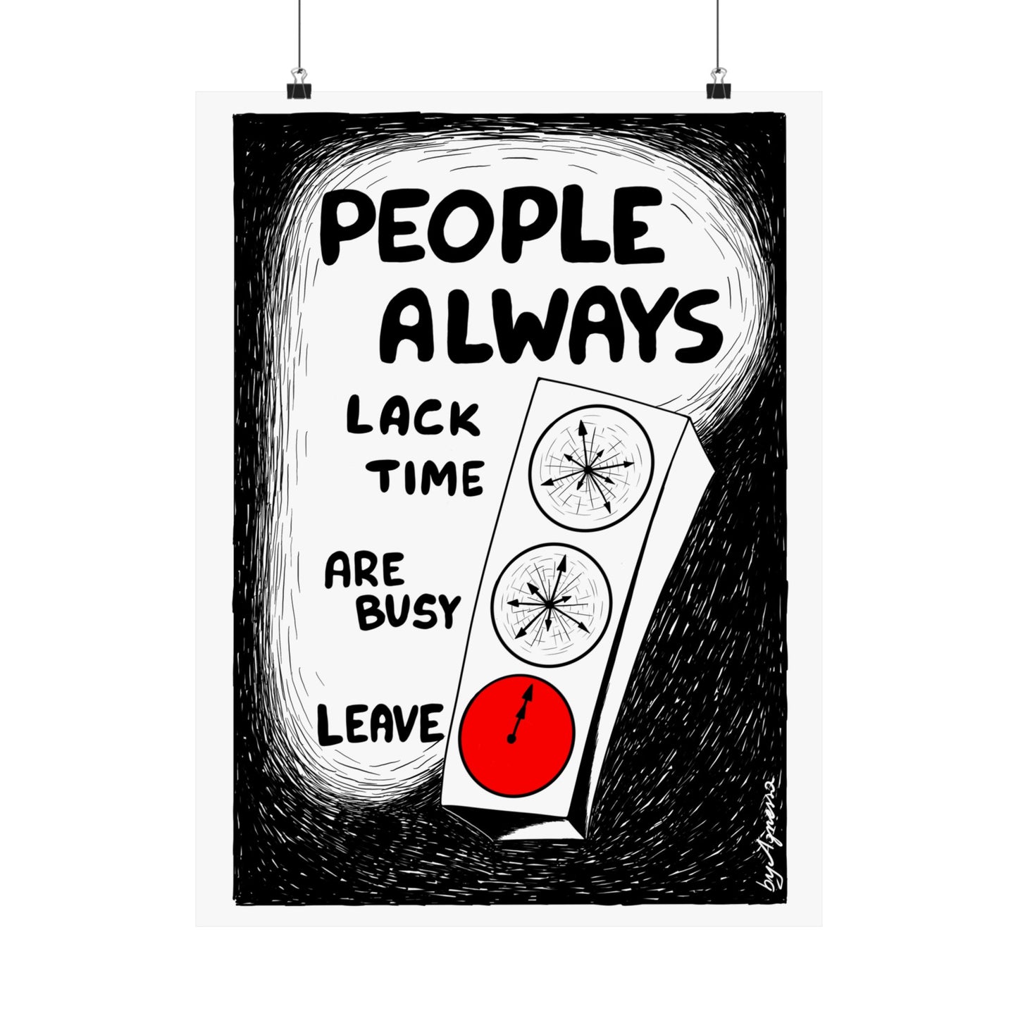 Matte Vertical Poster — "People Always" Original Art Poster (No AI)