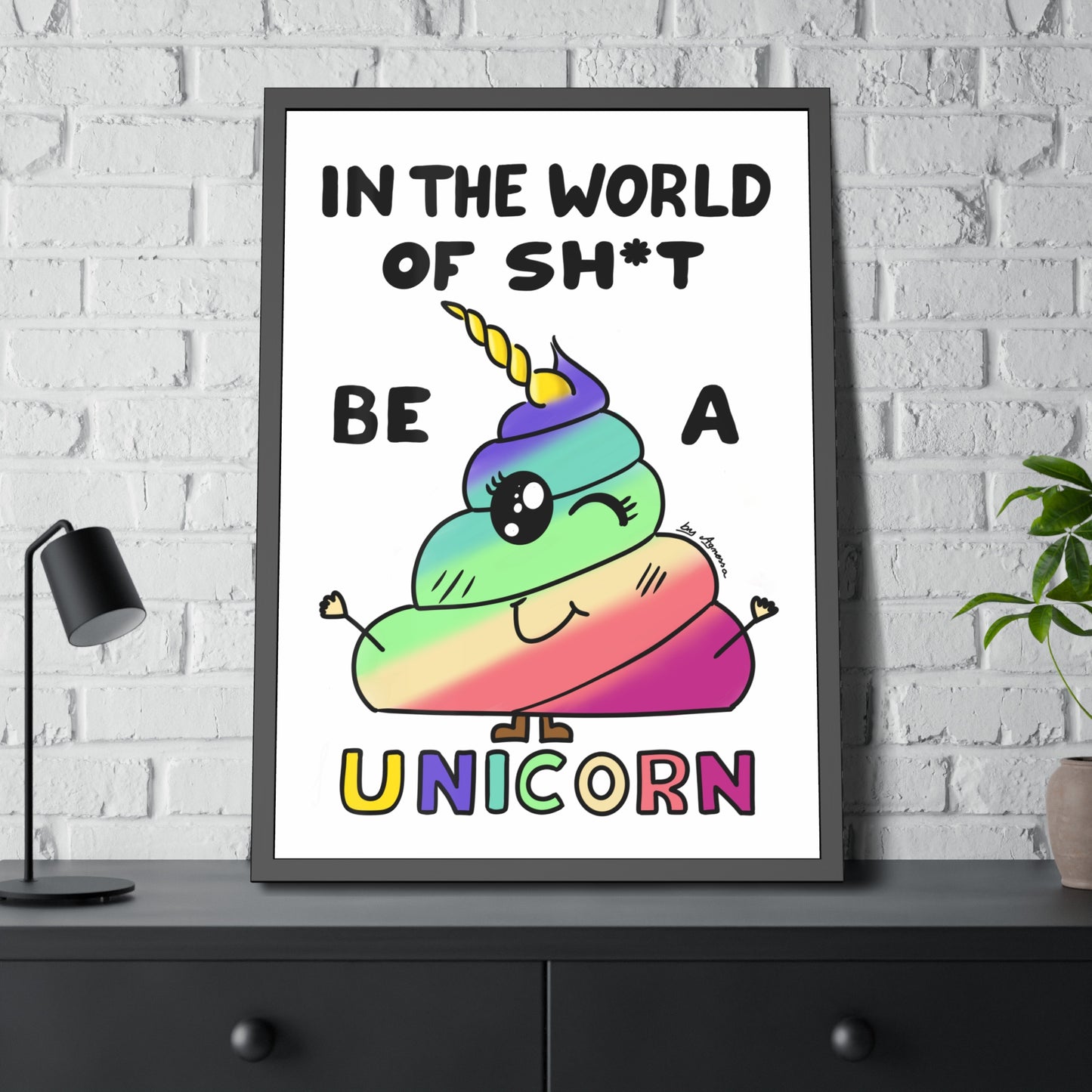Funny Unicorn Poop Framed Poster