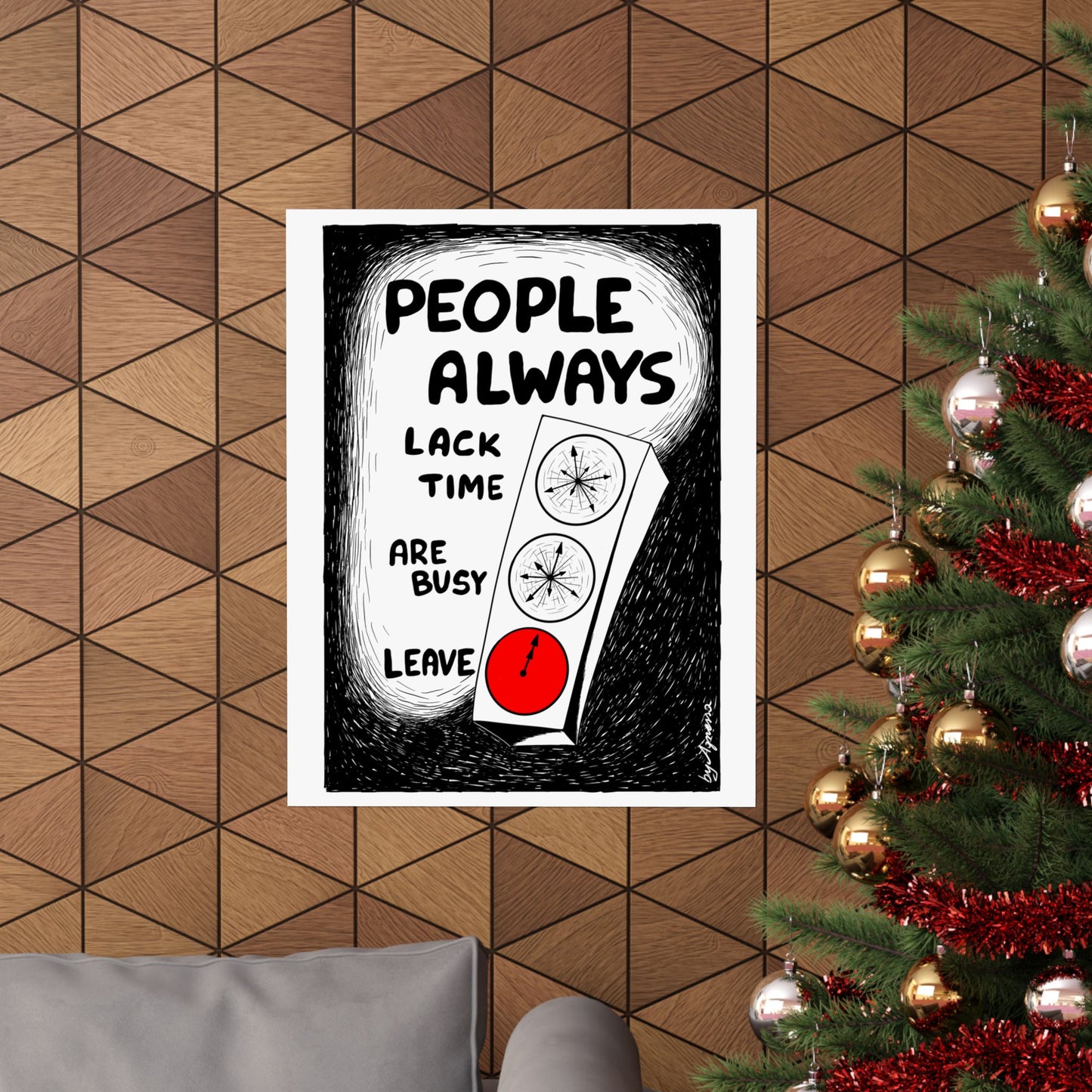 Matte Vertical Poster — "People Always" Original Art Poster (No AI)