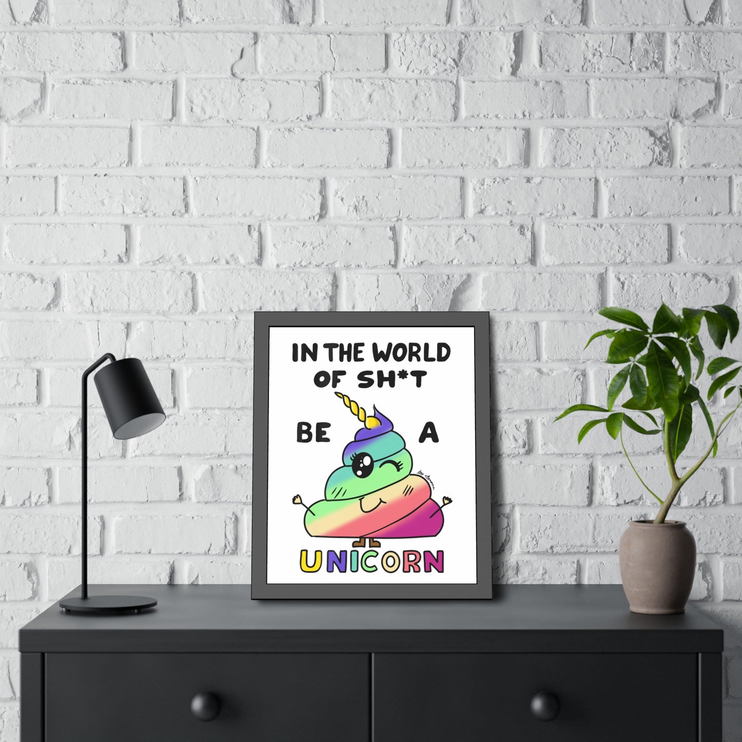 Funny Unicorn Poop Framed Poster