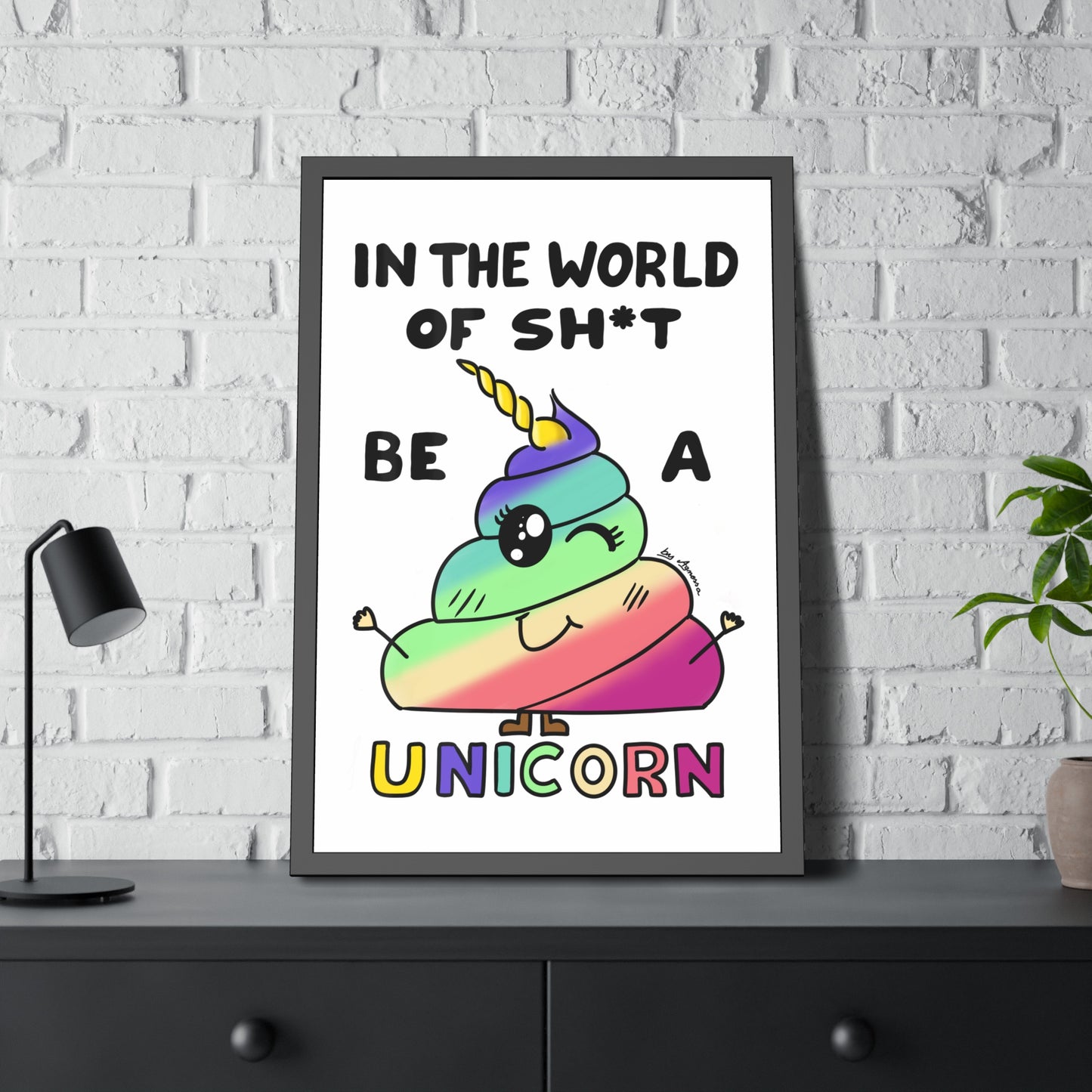 Funny Unicorn Poop Framed Poster