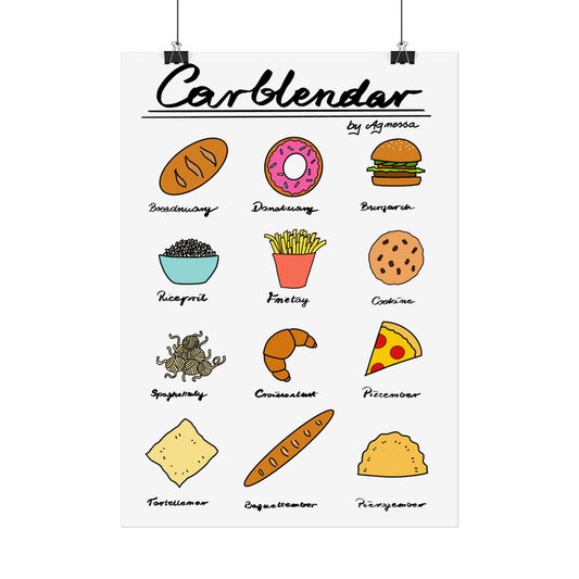 Poster – Funny Carblendar for Carb Lovers