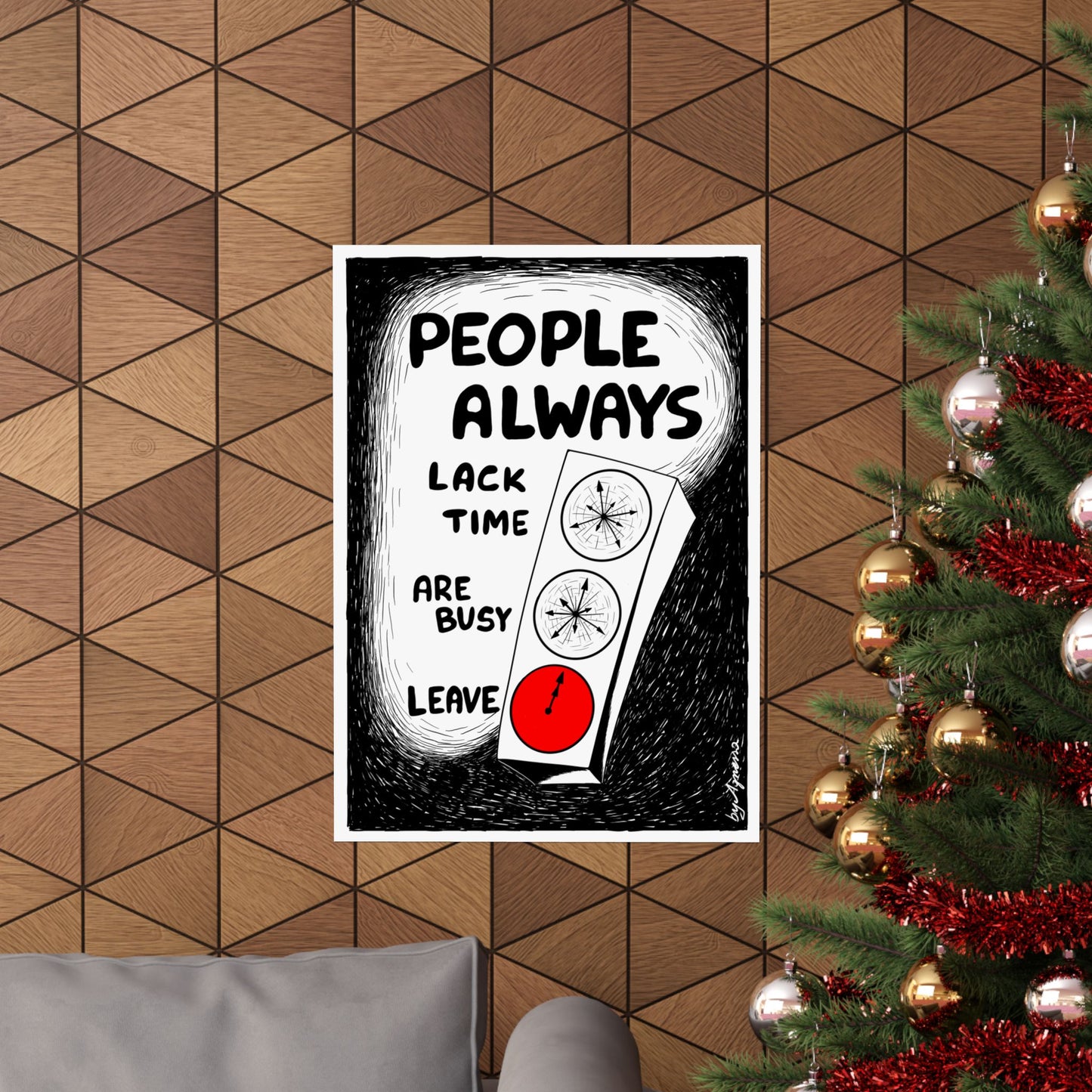 Matte Vertical Poster — "People Always" Original Art Poster (No AI)