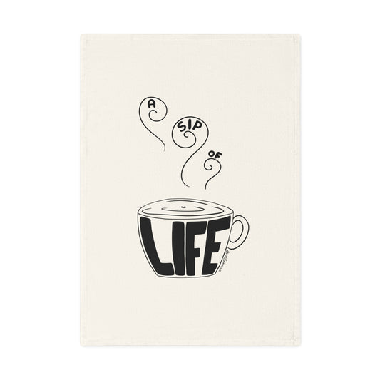 Inspirational Cotton Tea Towel - 'A Sip of Life' Design for Home & Gift