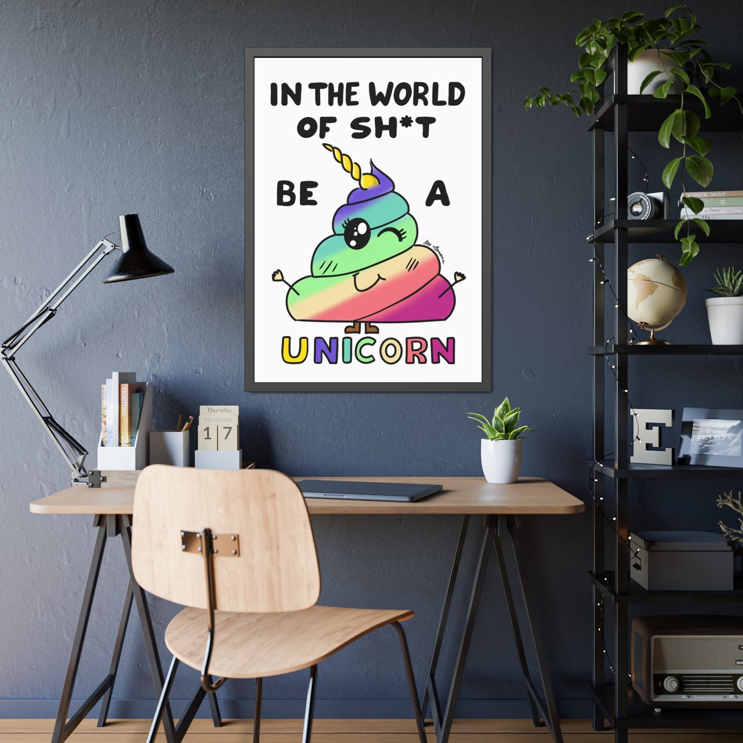 Funny Unicorn Poop Framed Poster