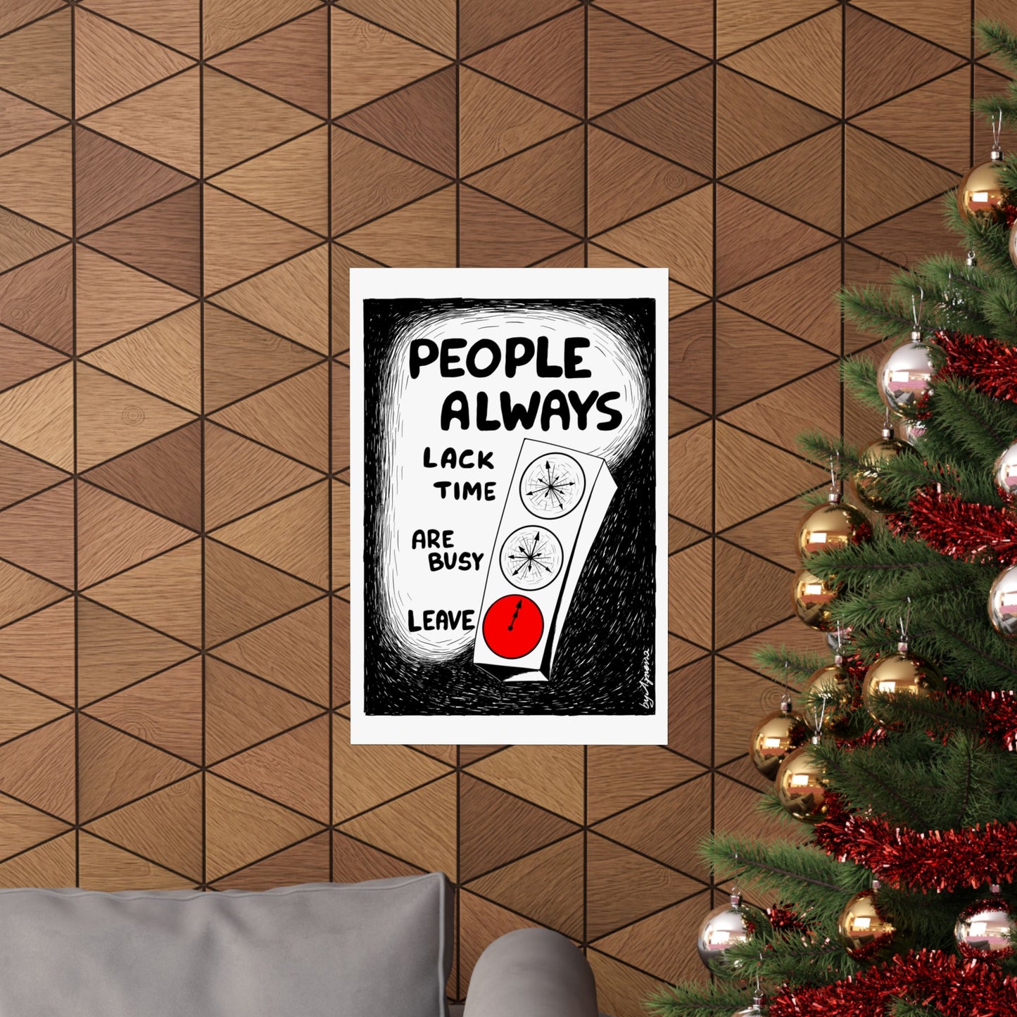 Matte Vertical Poster — "People Always" Original Art Poster (No AI)