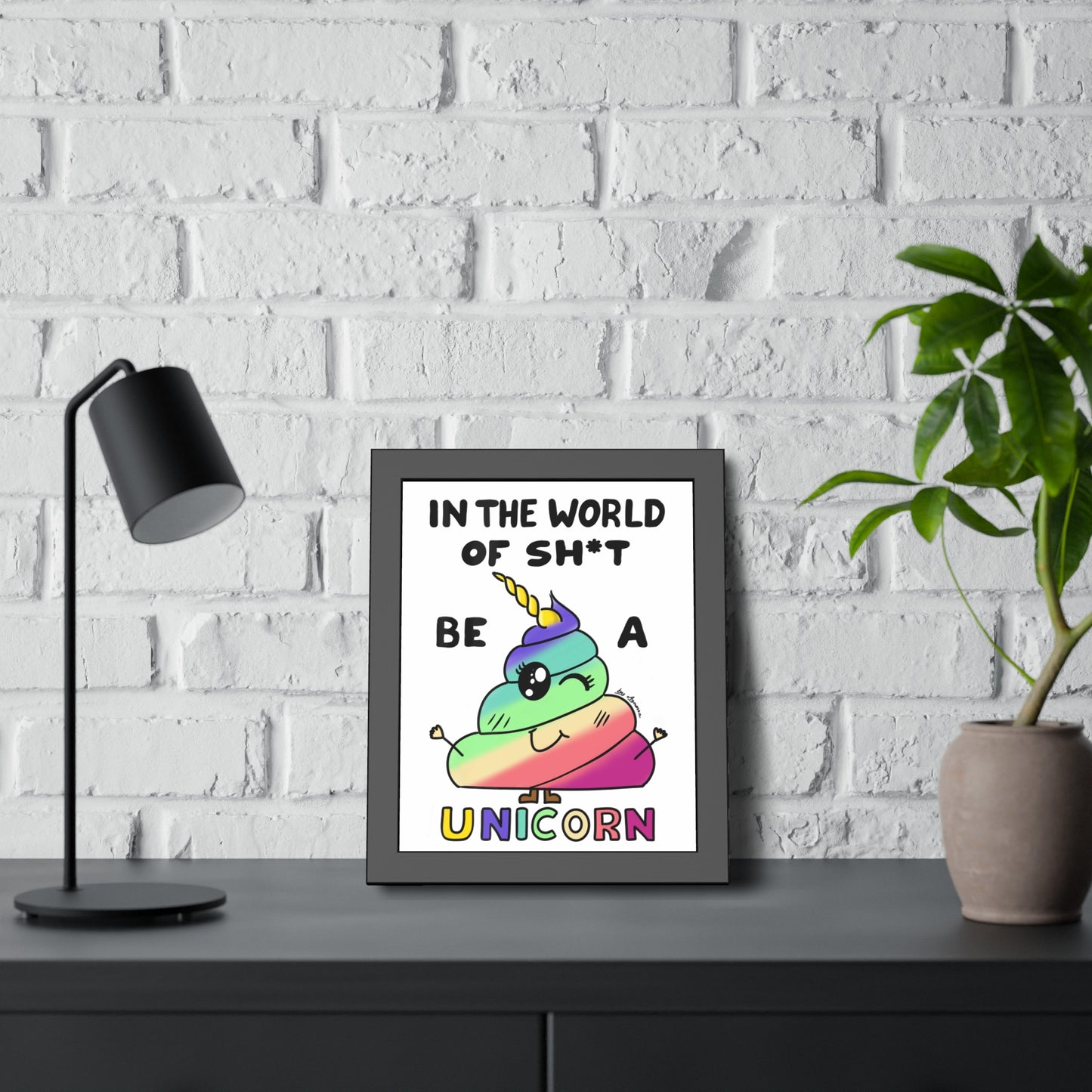 Funny Unicorn Poop Framed Poster