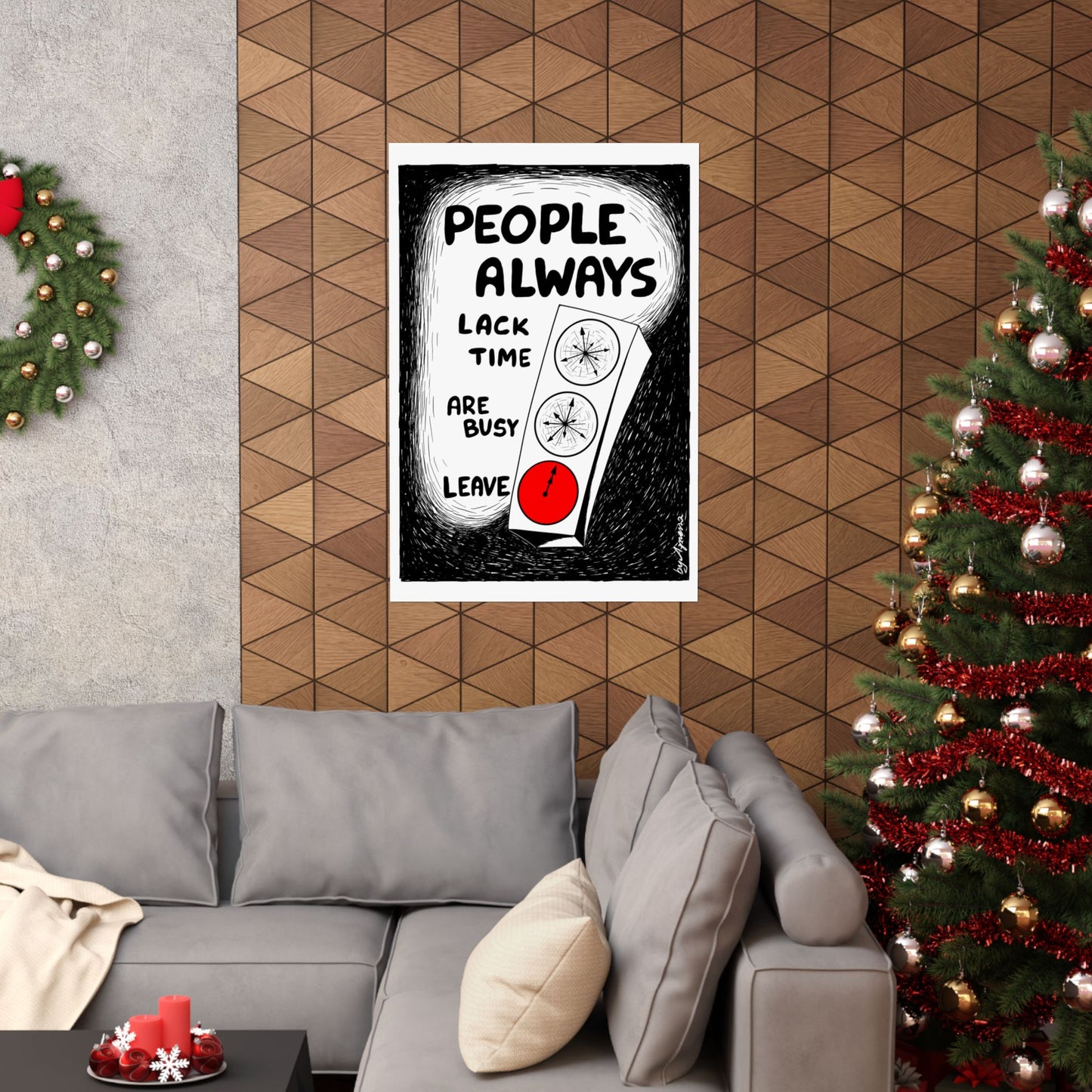 Matte Vertical Poster — "People Always" Original Art Poster (No AI)