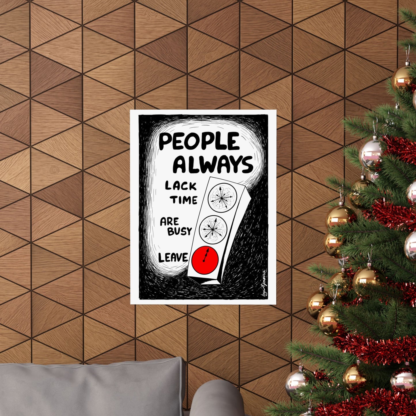 Matte Vertical Poster — "People Always" Original Art Poster (No AI)