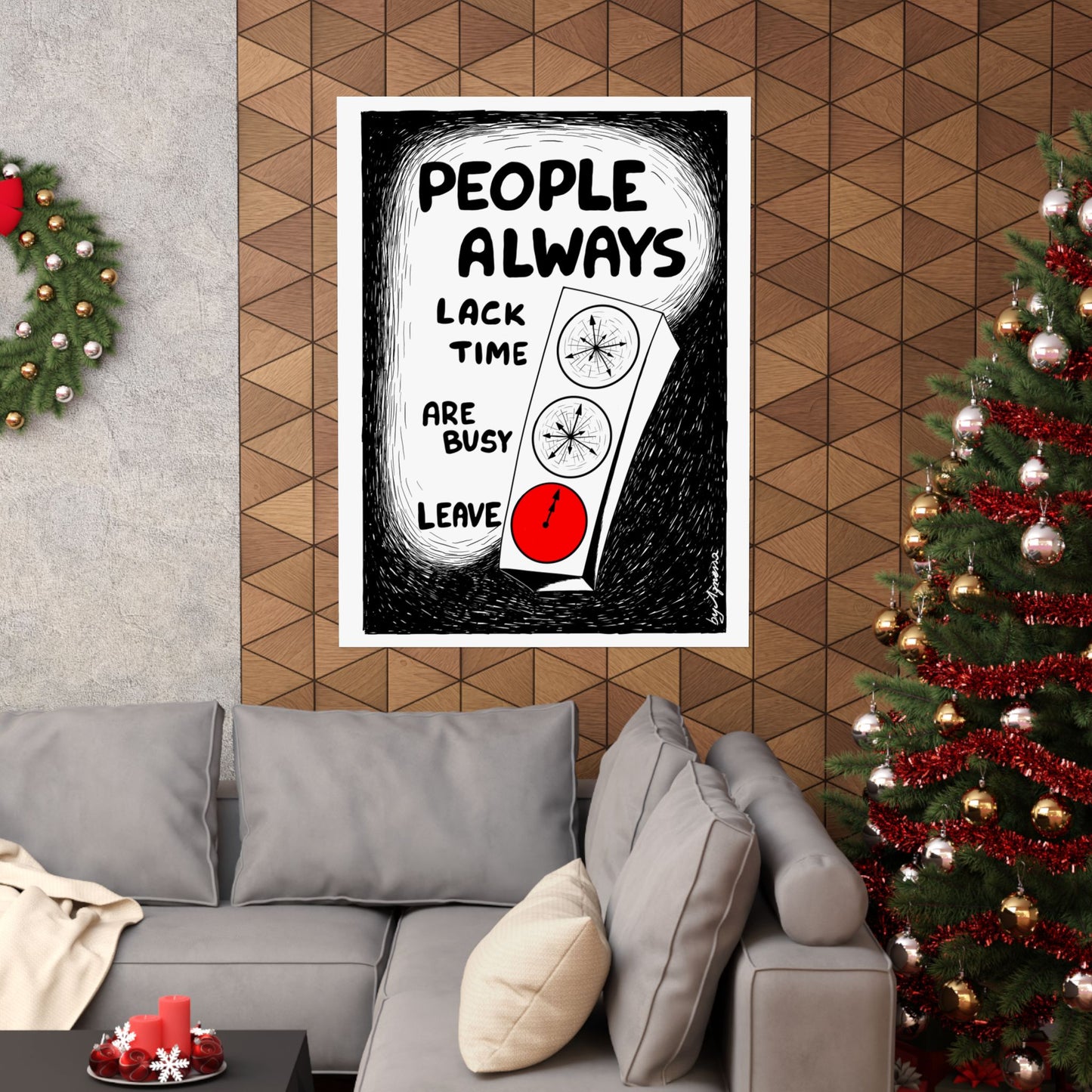 Matte Vertical Poster — "People Always" Original Art Poster (No AI)