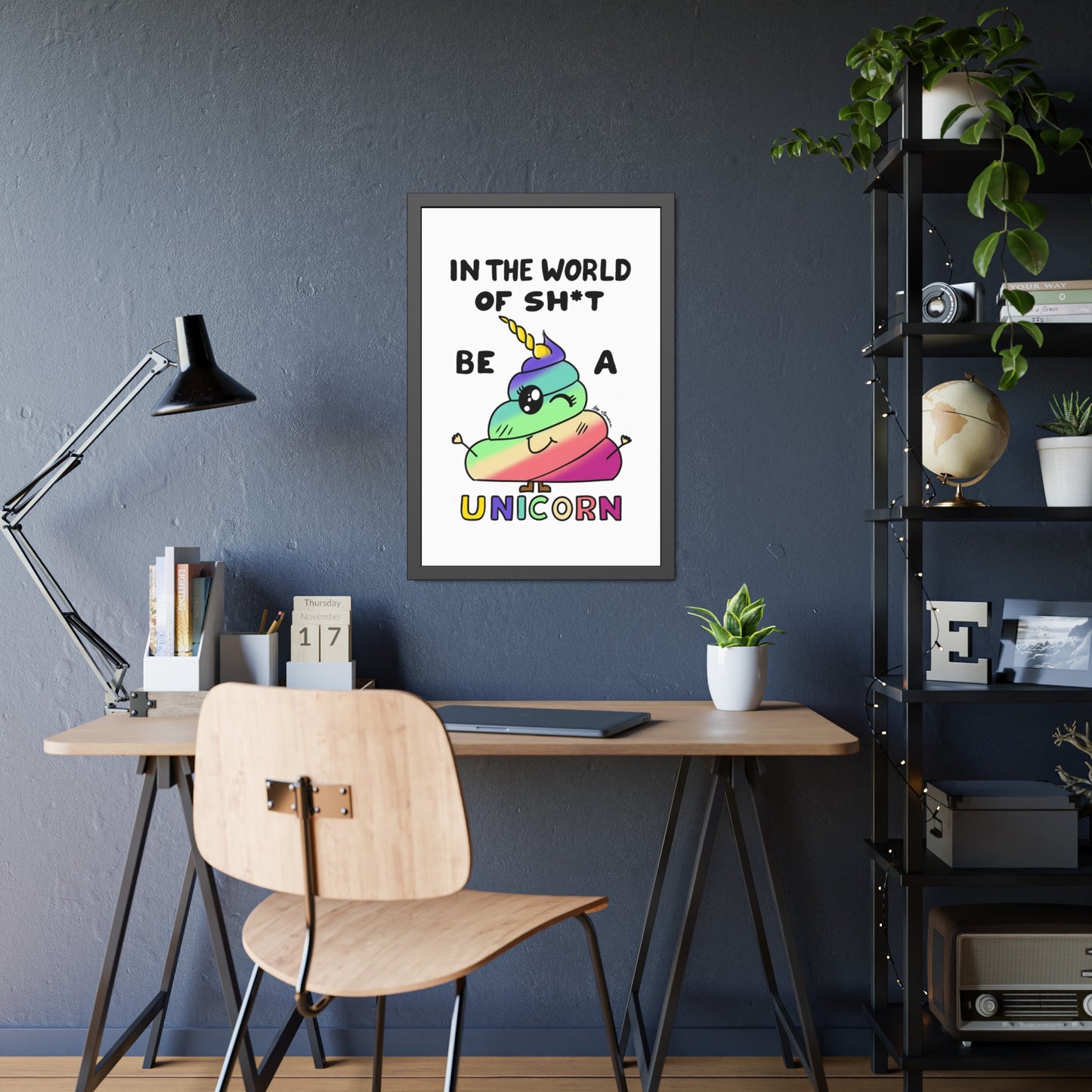 Funny Unicorn Poop Framed Poster
