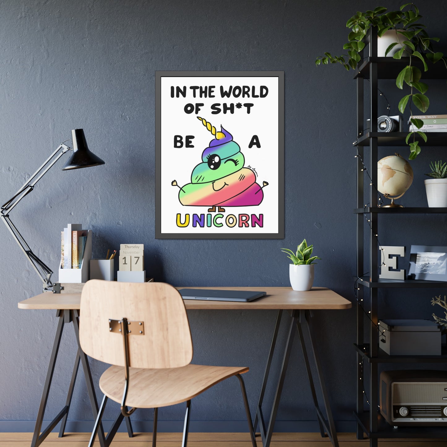 Funny Unicorn Poop Framed Poster