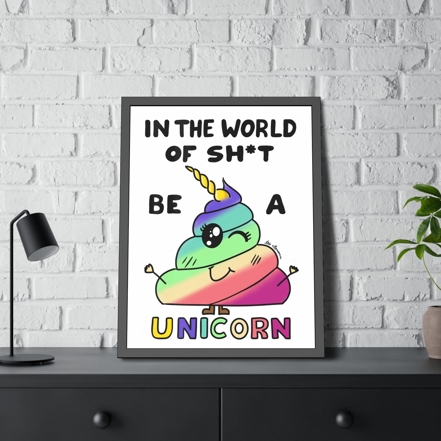 Funny Unicorn Poop Framed Poster