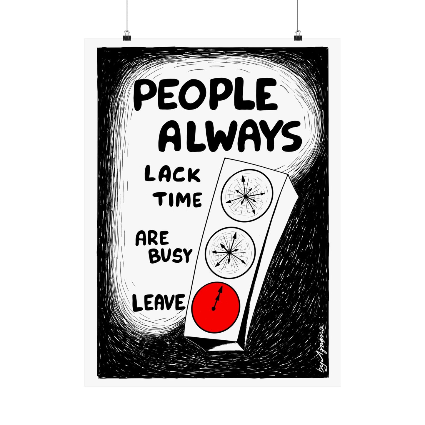 Matte Vertical Poster — "People Always" Original Art Poster (No AI)