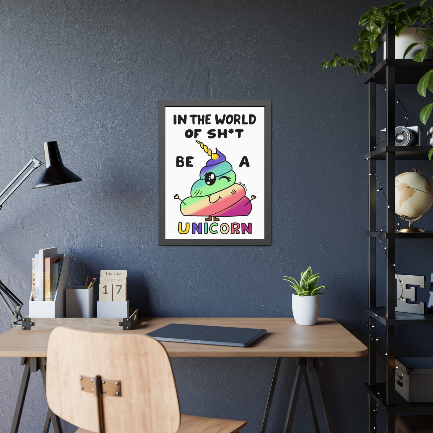 Funny Unicorn Poop Framed Poster