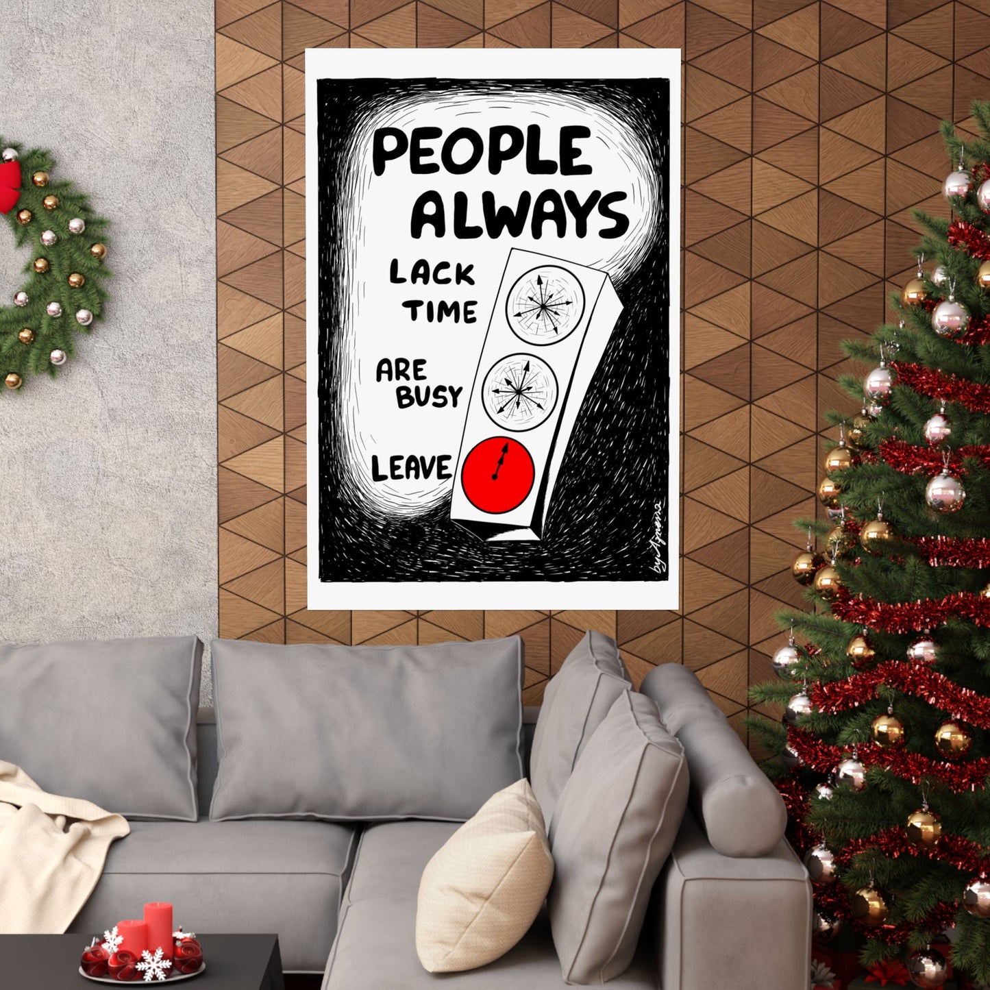 Matte Vertical Poster — "People Always" Original Art Poster (No AI)