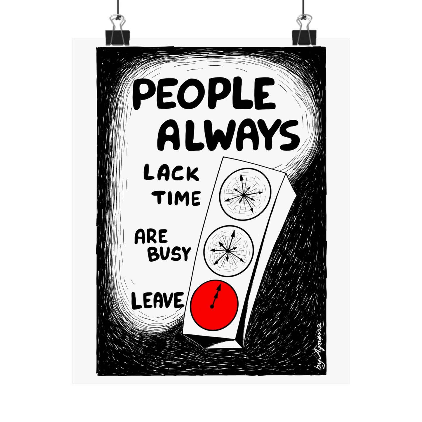 Matte Vertical Poster — "People Always" Original Art Poster (No AI)