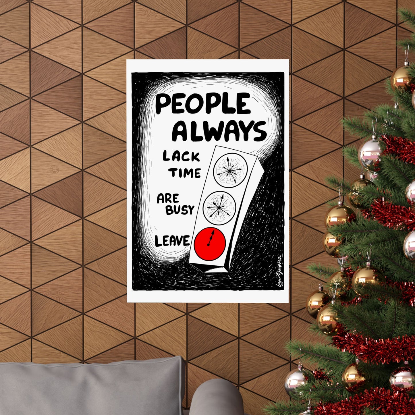 Matte Vertical Poster — "People Always" Original Art Poster (No AI)