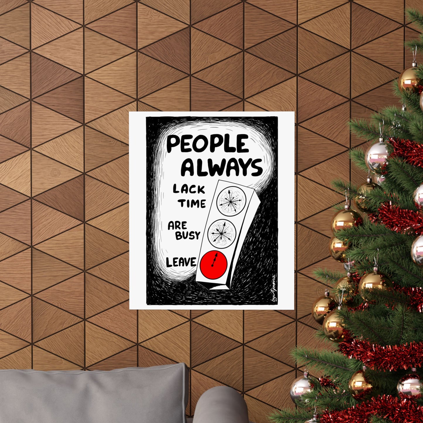 Matte Vertical Poster — "People Always" Original Art Poster (No AI)