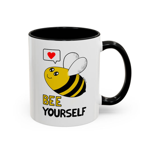 Bee Yourself Cute Kawaii Coffee Mug — 11/15oz Accent Mug, Adorable Bee Gift