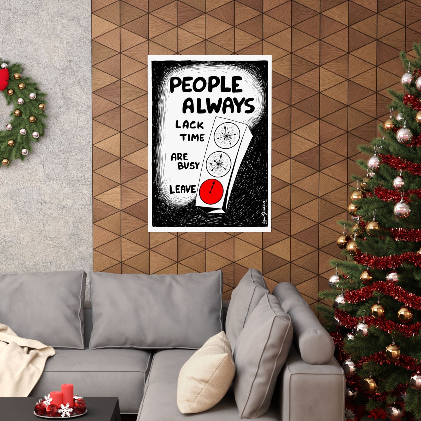 Matte Vertical Poster — "People Always" Original Art Poster (No AI)