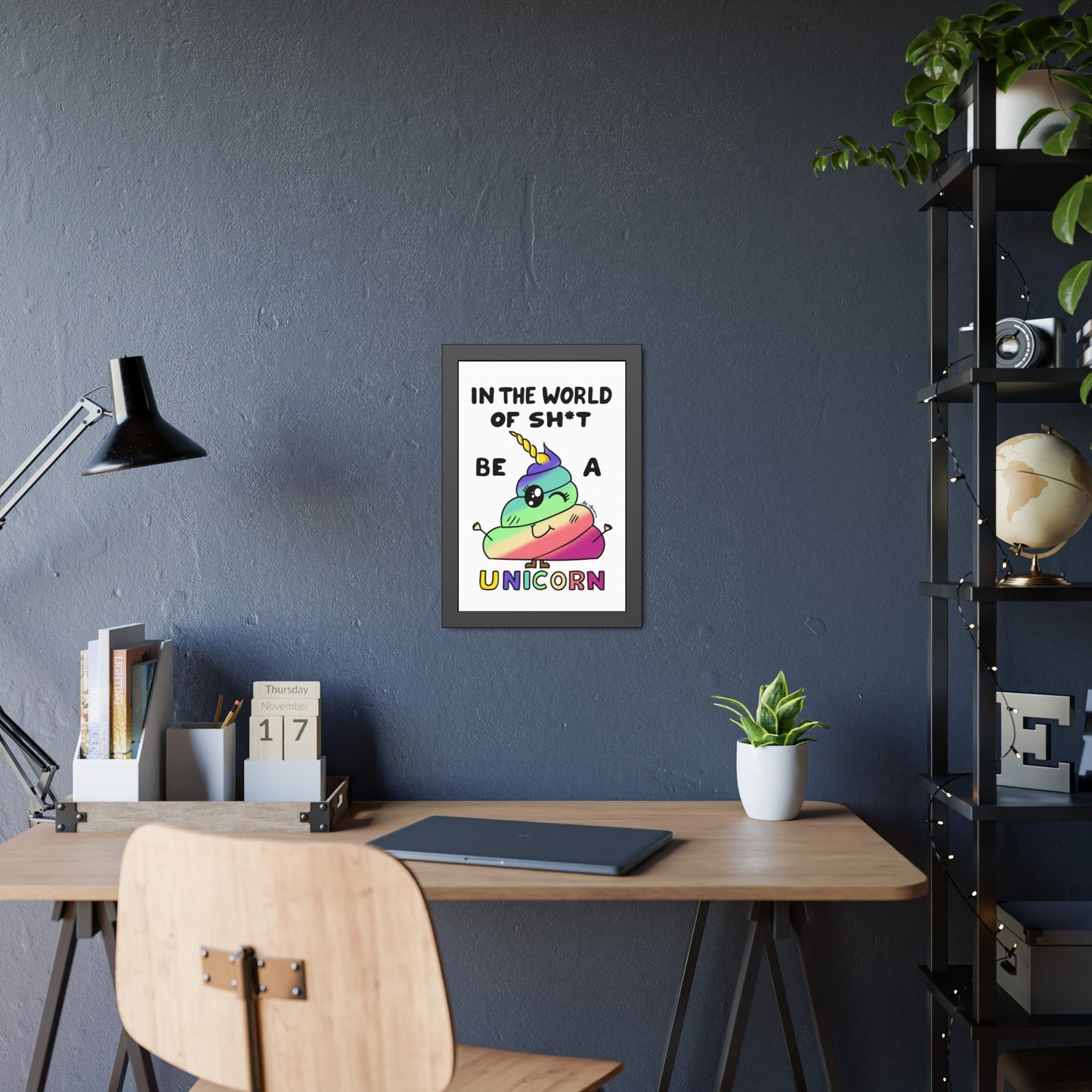 Funny Unicorn Poop Framed Poster