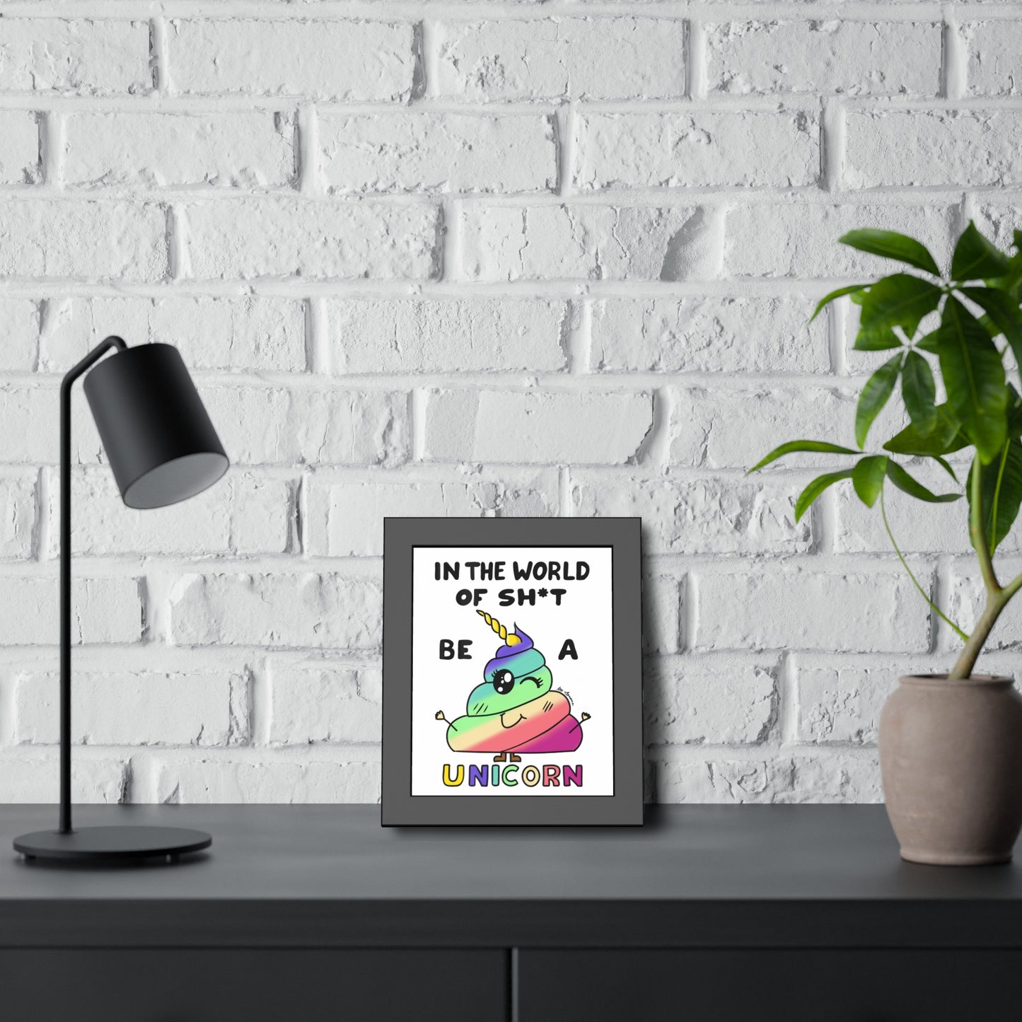 Funny Unicorn Poop Framed Poster