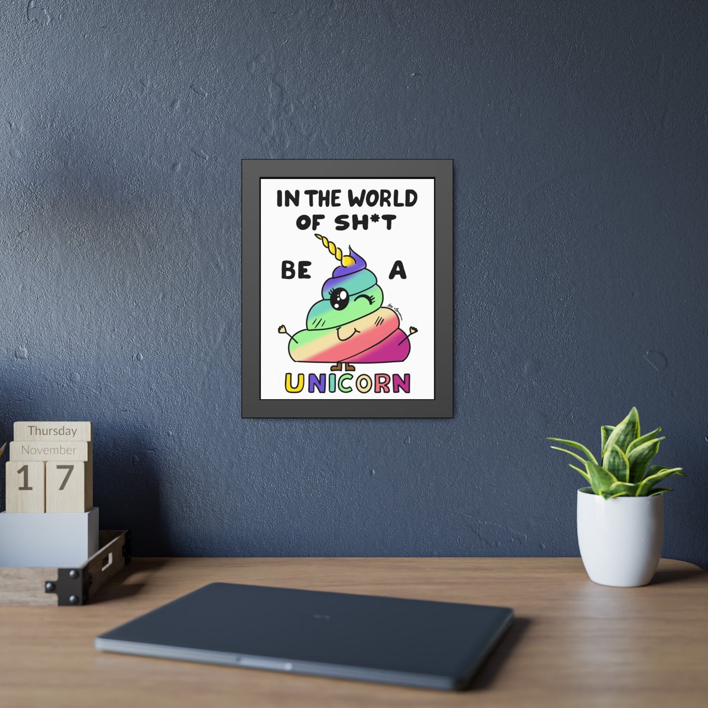 Funny Unicorn Poop Framed Poster
