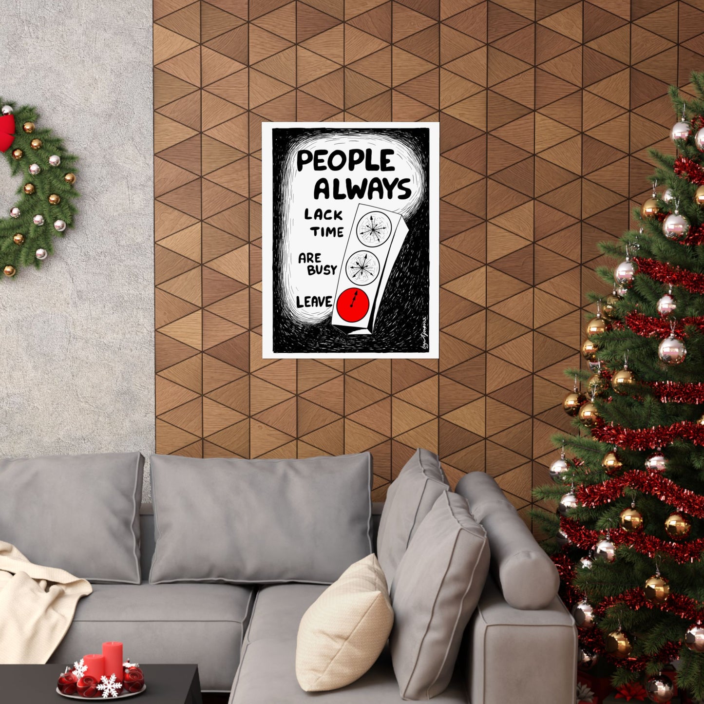 Matte Vertical Poster — "People Always" Original Art Poster (No AI)