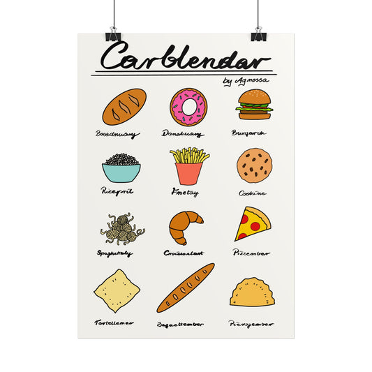 Poster – Funny Carblendar for Carb Lovers