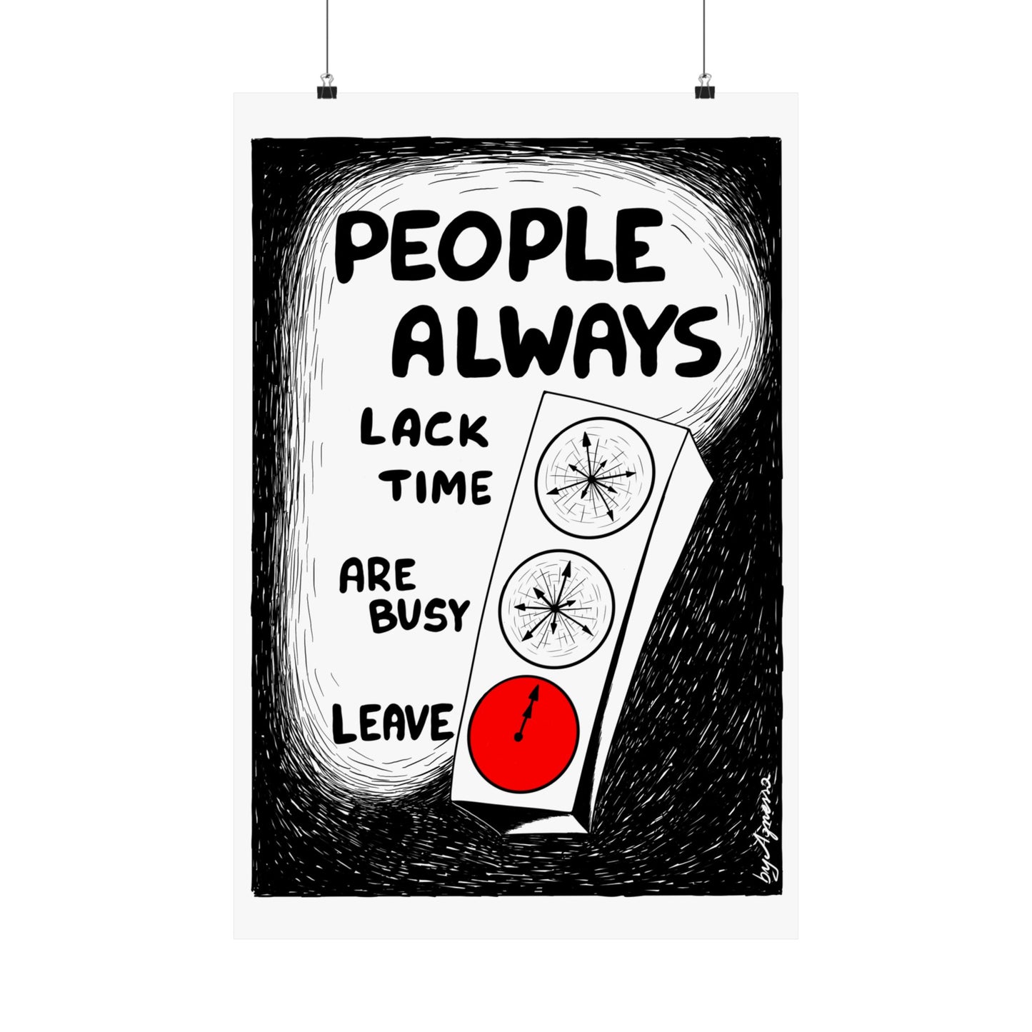 Matte Vertical Poster — "People Always" Original Art Poster (No AI)