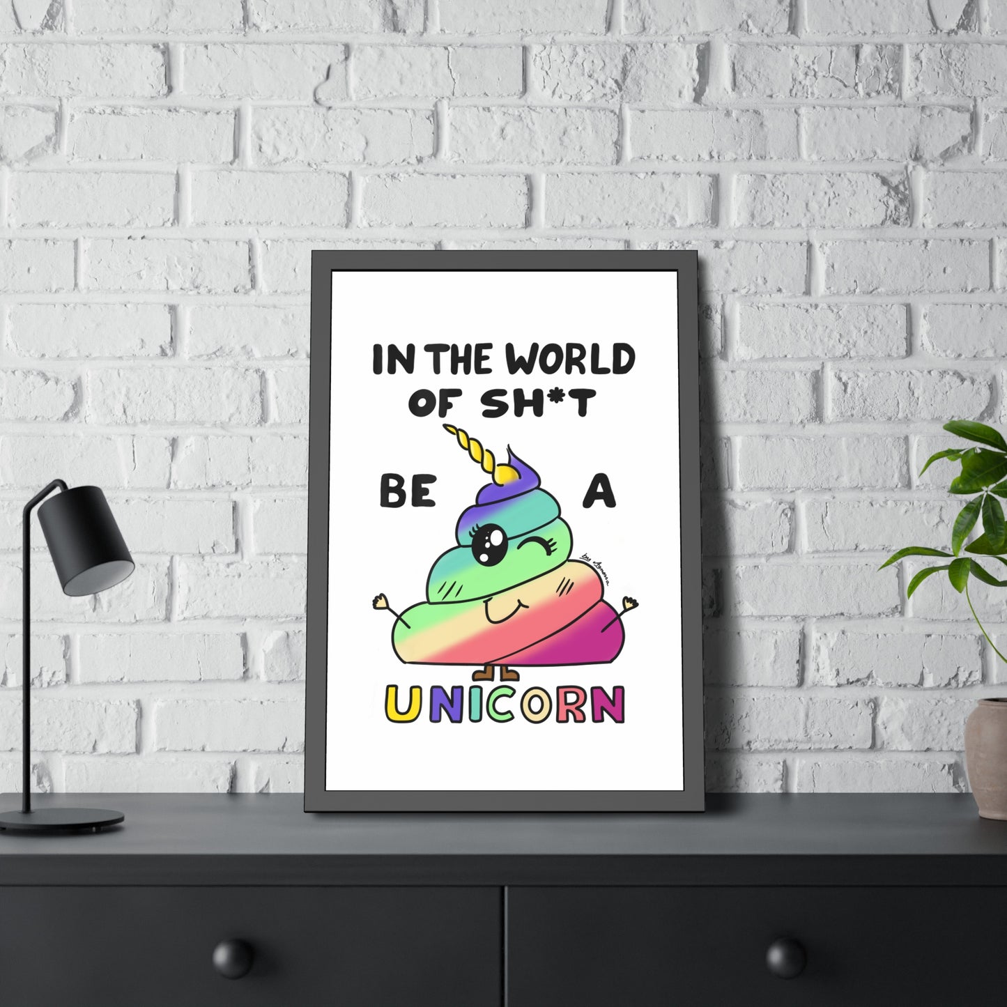 Funny Unicorn Poop Framed Poster