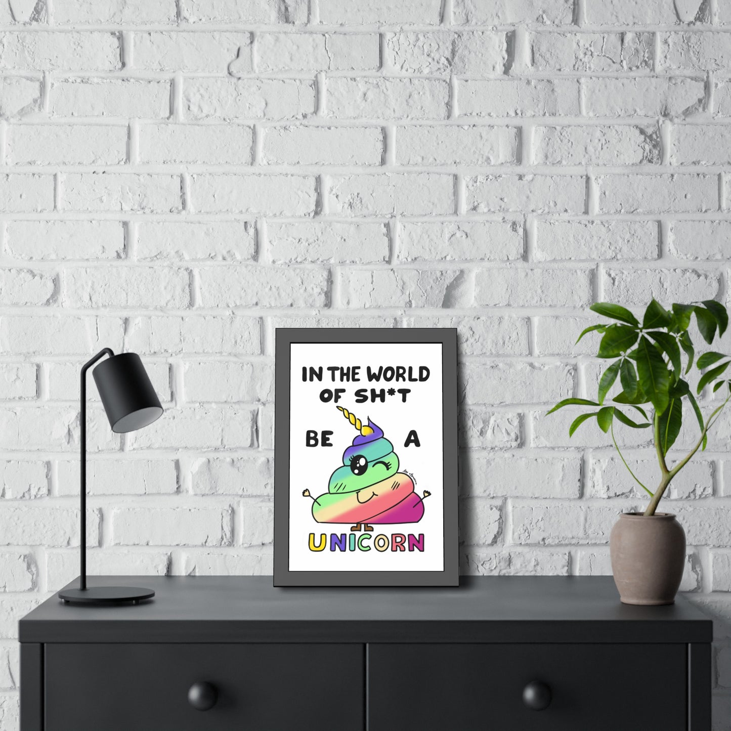 Funny Unicorn Poop Framed Poster
