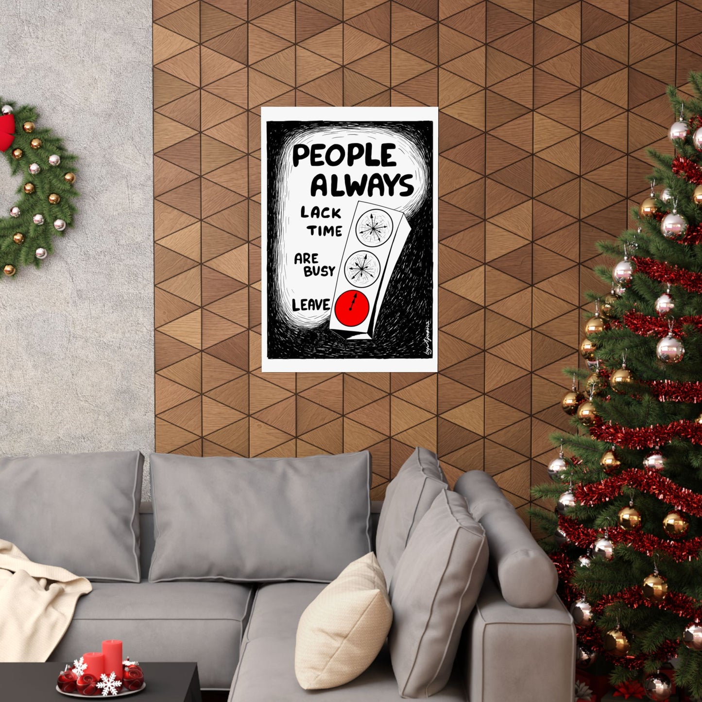 Matte Vertical Poster — "People Always" Original Art Poster (No AI)